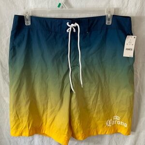 Corona Blue and Yellow Board Shorts for Swimming size large new